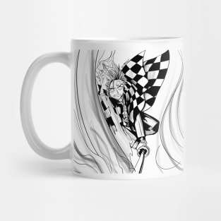 tanjiro kamado in line art flame breathing attack in demon slayer Mug